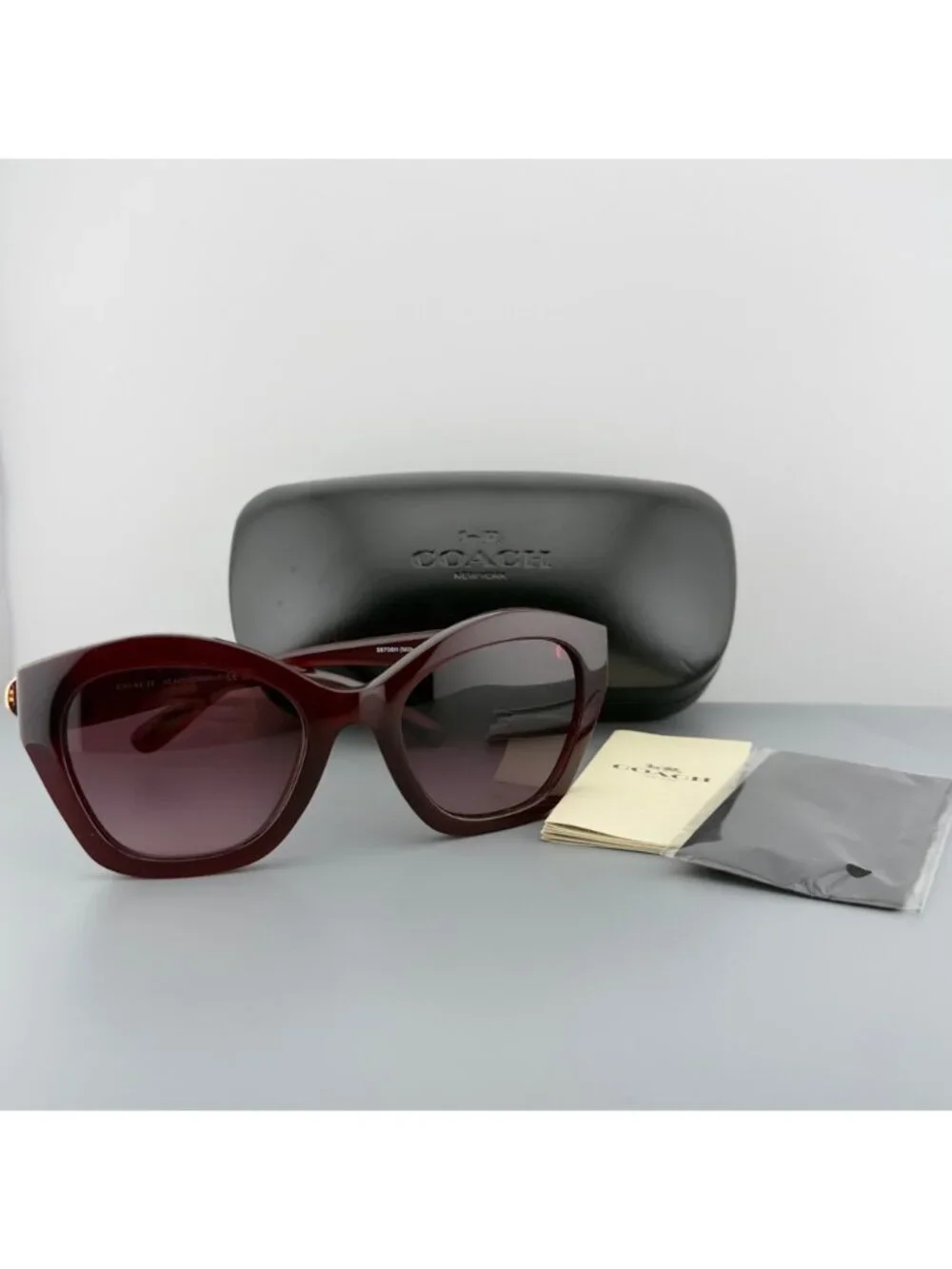 Coach HC8421U Sunglasses Milky Burgundy 54 22 140 3N Rose Gradient Lenses READ